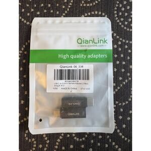 QianLink USB-C to 3.5mm Female Adapter 2-Pack Gray, Model X00463WWOB